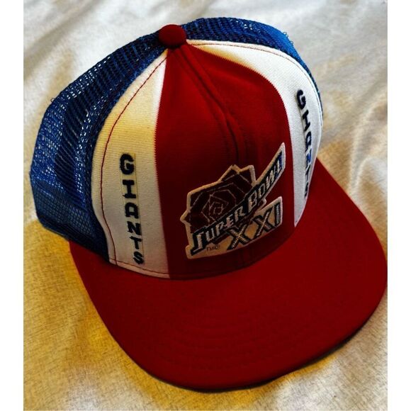 NY Giants New York Vintage AJD Lucky Stripes Super Bowl XXI 21 Snap Trucker Hat - Picture 3 of 5